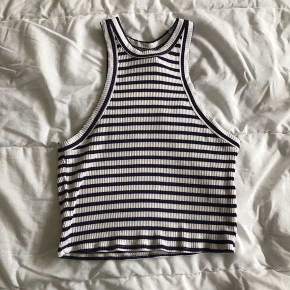 GARAGE high neck crop top tank - striped size M - Picture 2 of 4